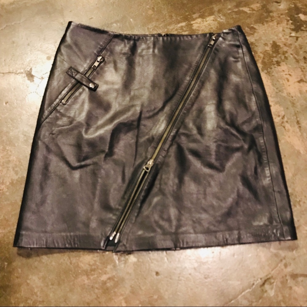 Vintage Black Leather Mini Skirt